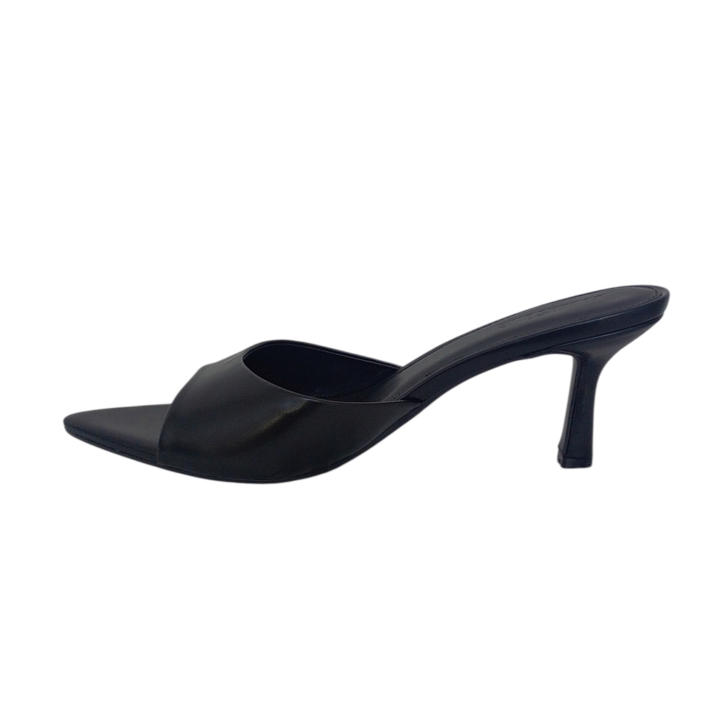 Sleek Black Pointed Toe Slide Mules